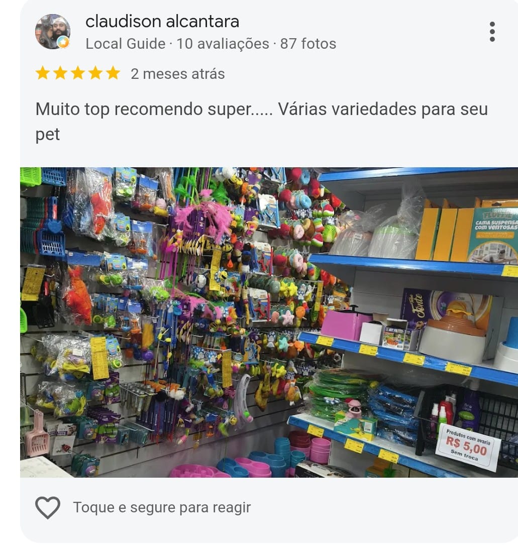 Avaliação 5 estrelas de Claudison Alcantara no Google